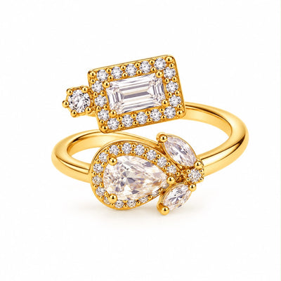 Gold-Tone Mixed-Stone Open Ring