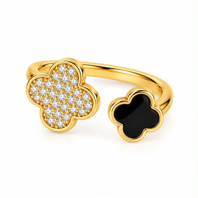 Black Clover & Pavé Open Ring