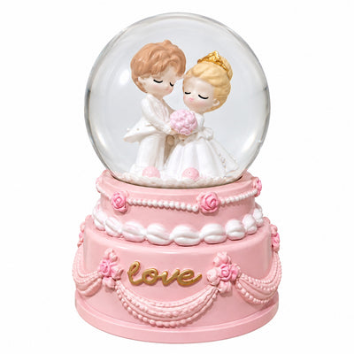 Pink Wedding Couple LOVE Snow Globe