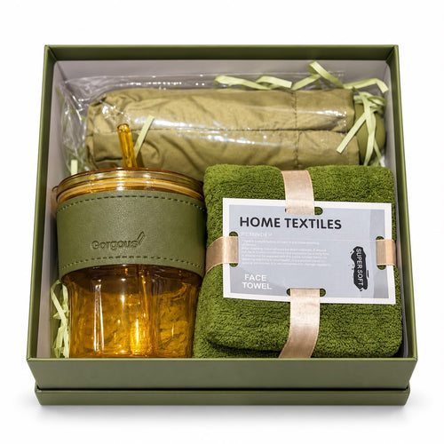 Olive Umbrella, Cup & Face Towel Gift Set