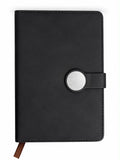 Black Leather-Look Notebook – Round Clasp