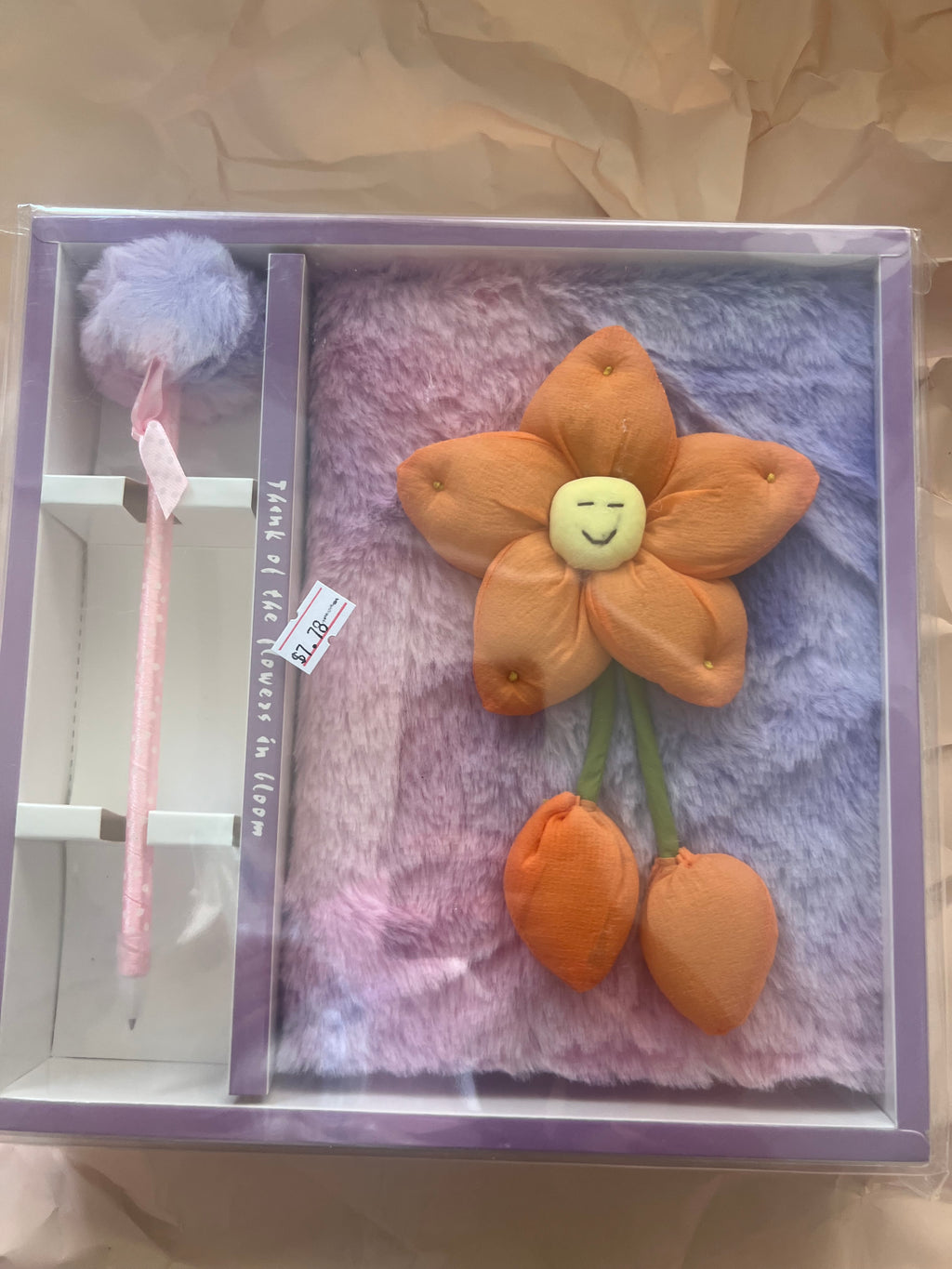 Plush Flower Notebook Gift Set