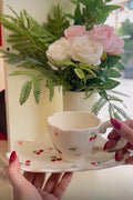Cherry Ceramic Cup & Saucer Set