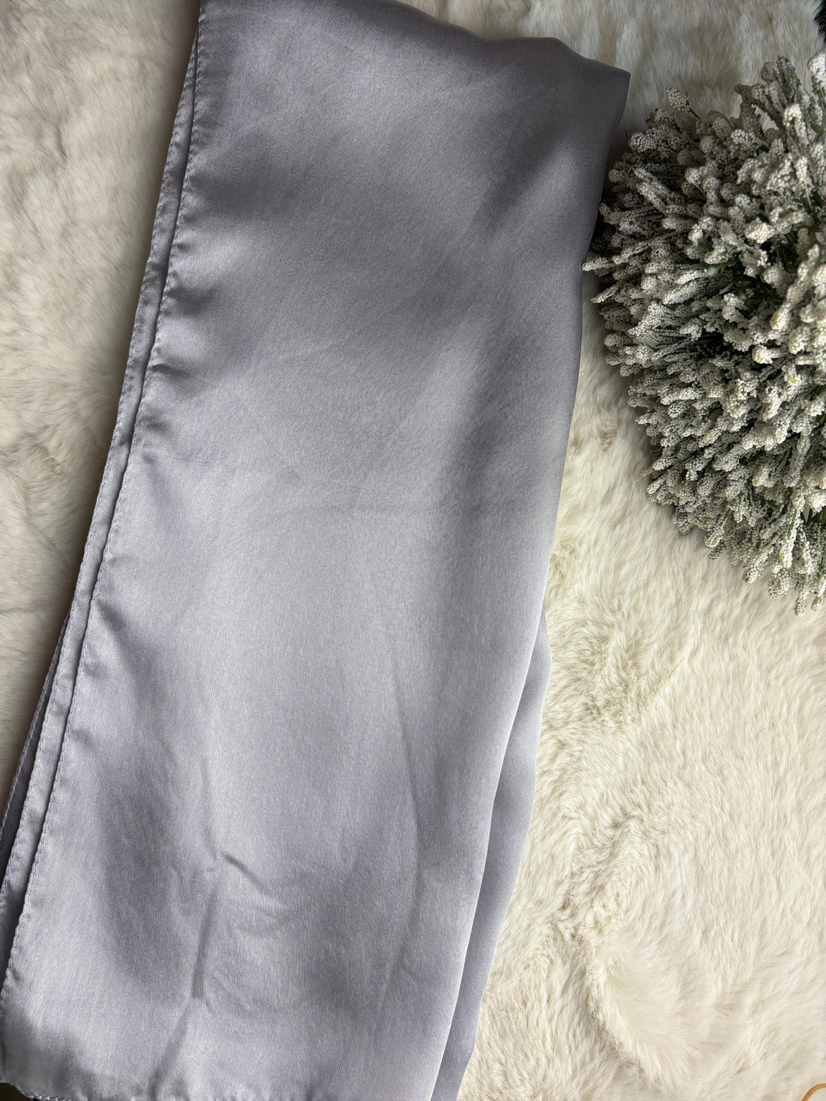 Silver satin hijab