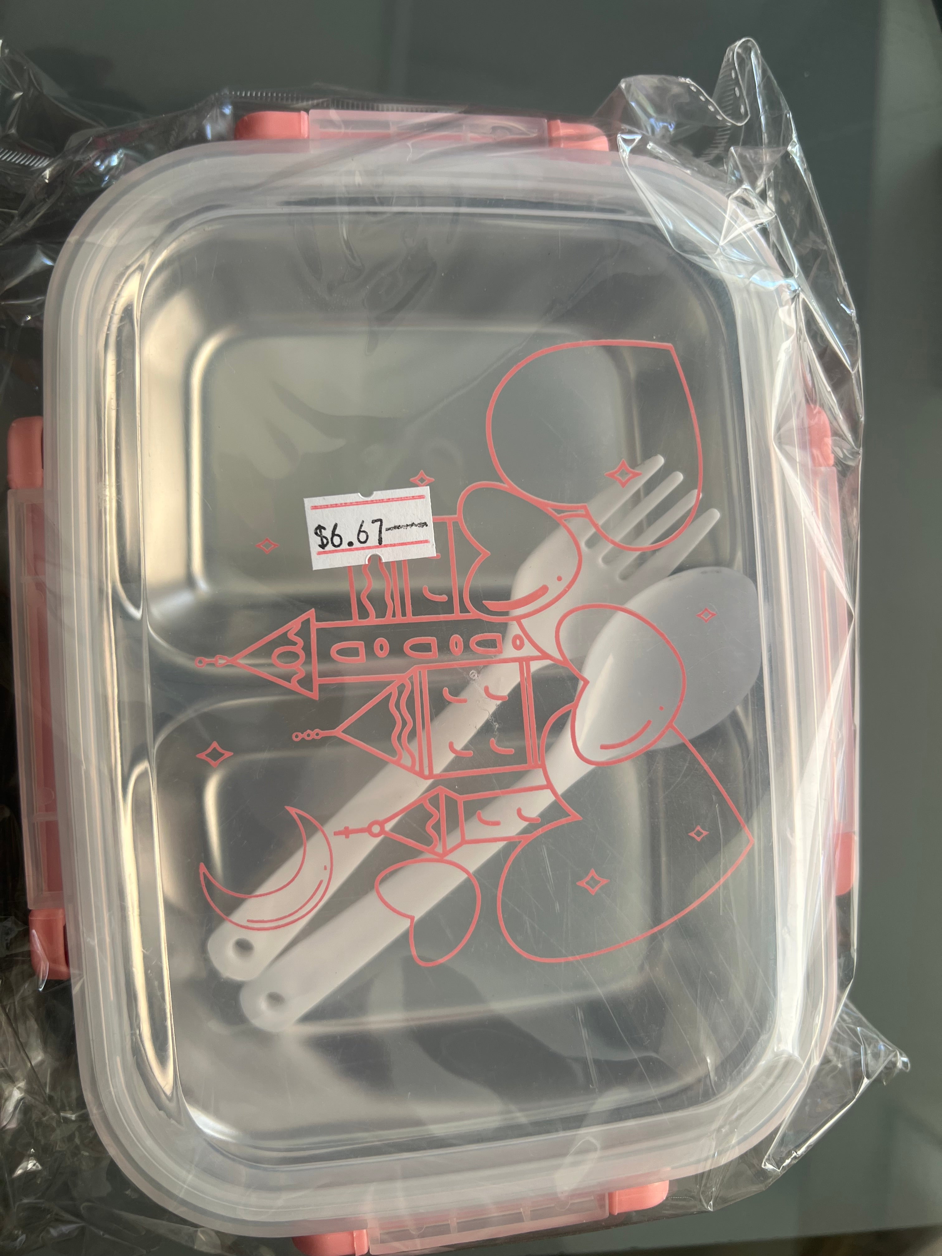 Kids Stainless Steel Lunch Box with Spoon & Fork – Pink Castle