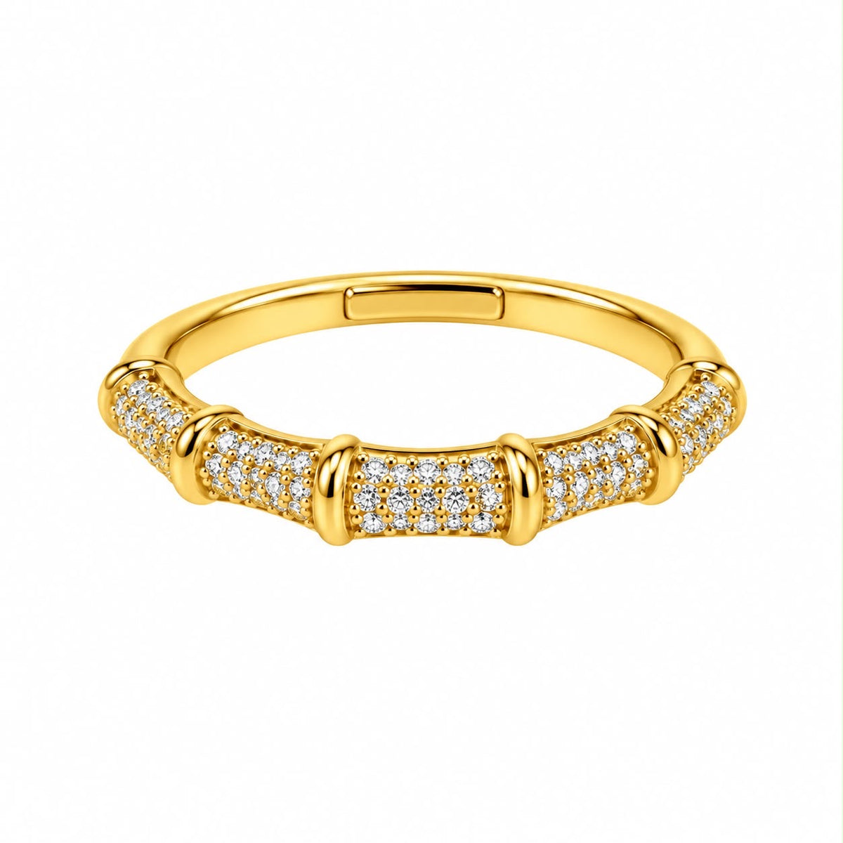 Gold-Tone Segmented Pavé Band Ring
