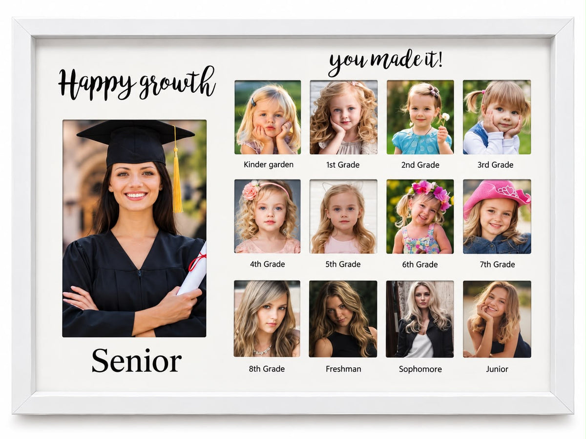 White Graduation Memories Collage Photo Frame