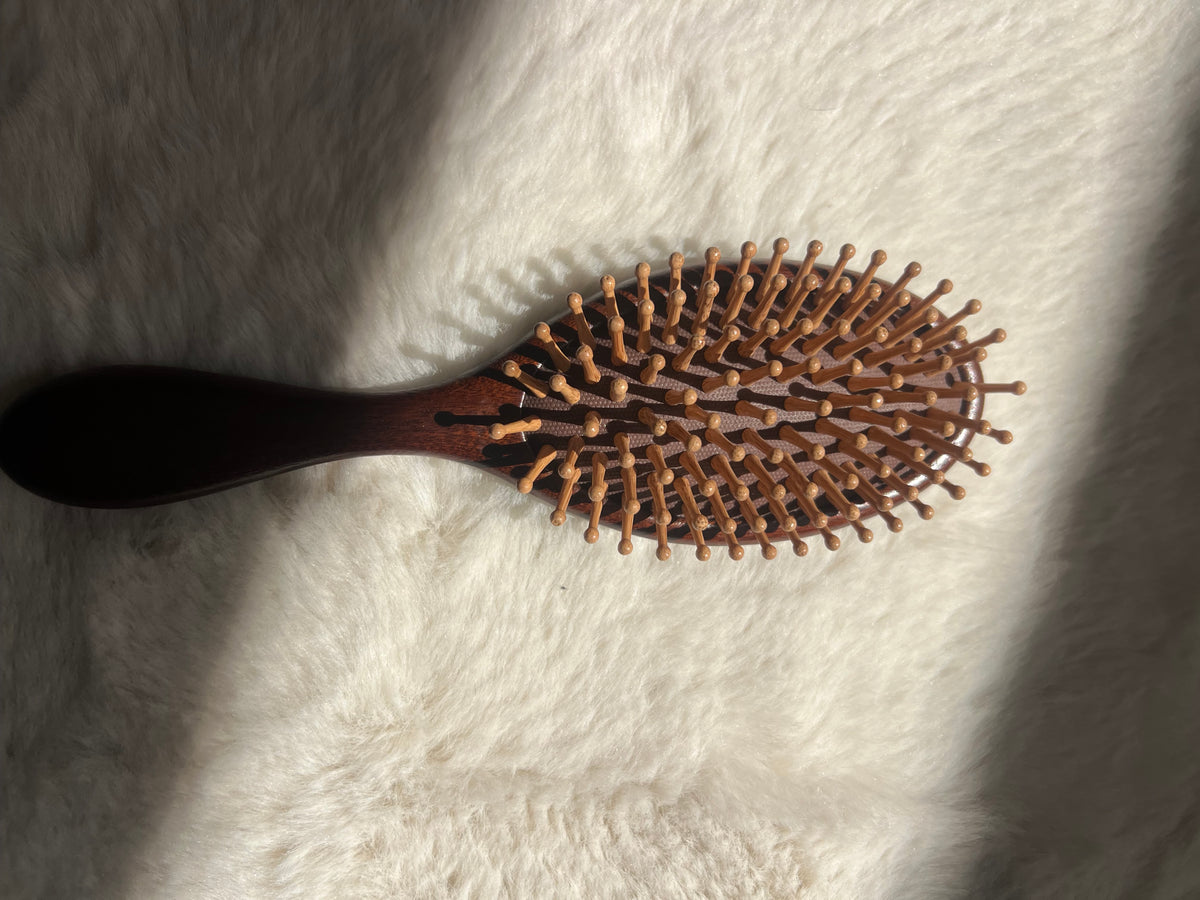 Handcrafted Wooden Detangling Hair Brush – Carved Wooden Scalp Massage Brush