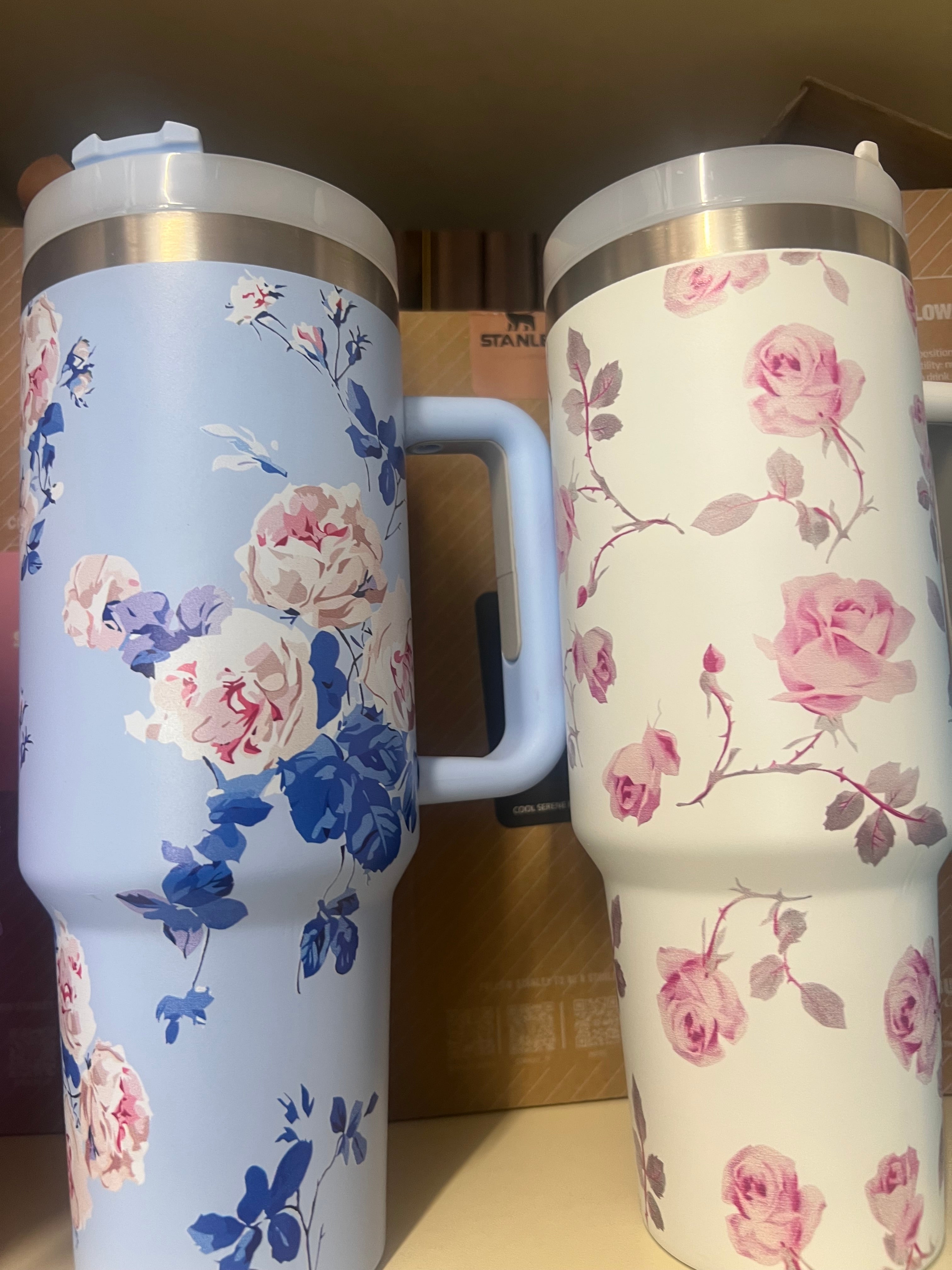 Floral Insulated Travel Tumbler with Handle