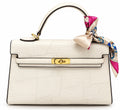 Croc-Pattern Top Handle Bag