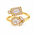 Gold-Tone Mixed-Stone Open Ring