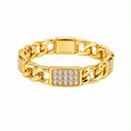 Gold-Tone Pavé Plate Chain Bracelet