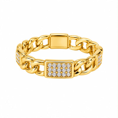 Gold-Tone Pavé Plate Chain Bracelet