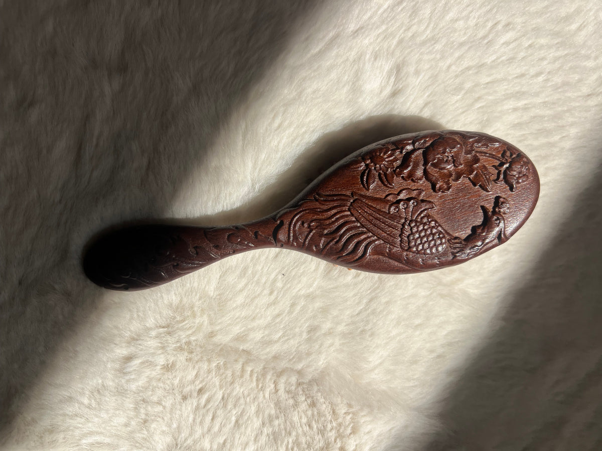 Handcrafted Wooden Detangling Hair Brush – Carved Wooden Scalp Massage Brush