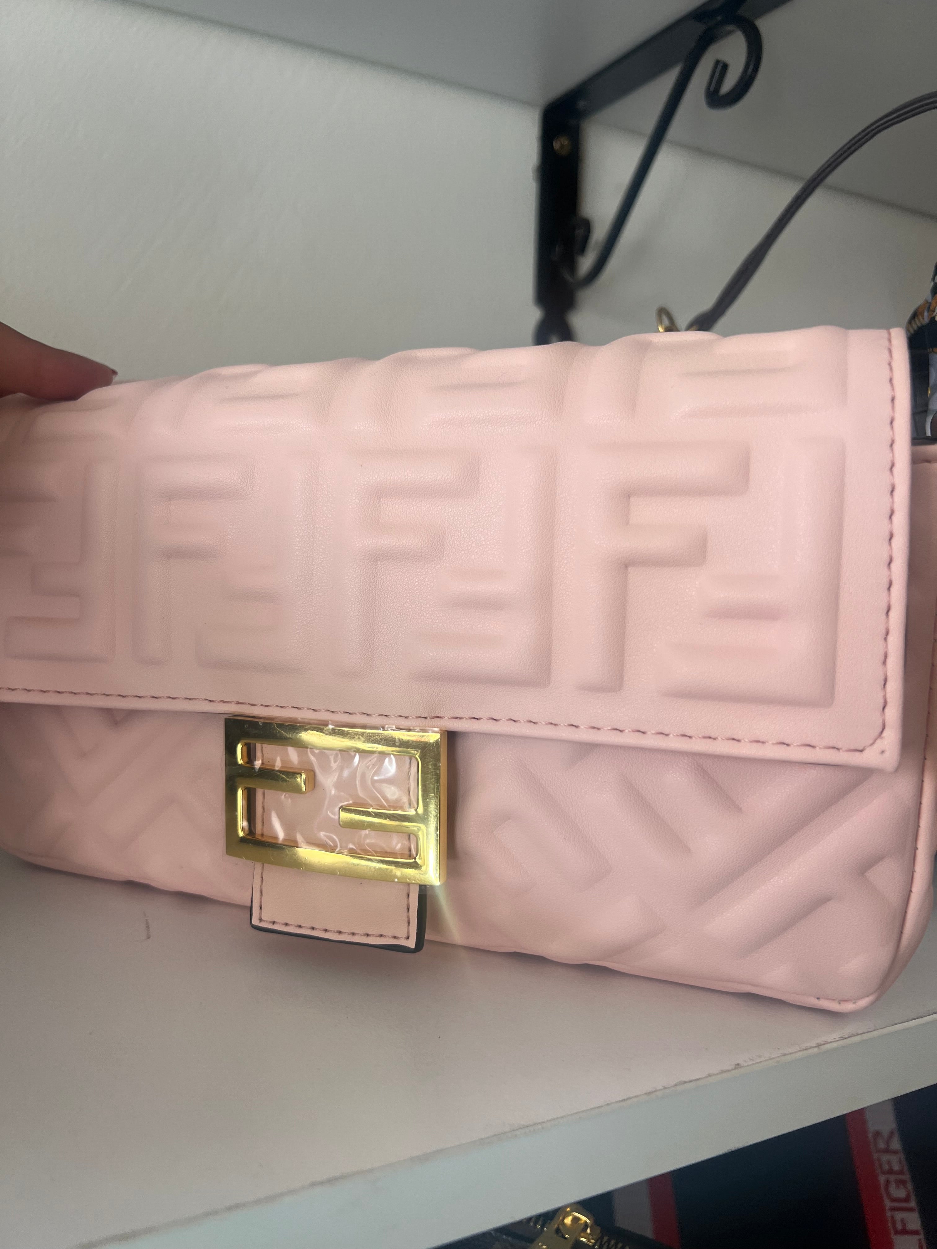 Fendi Pink Embossed Shoulder Bag