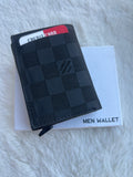 Louis Vuitton-Style Metal Money Clip Wallet – Black Checkered