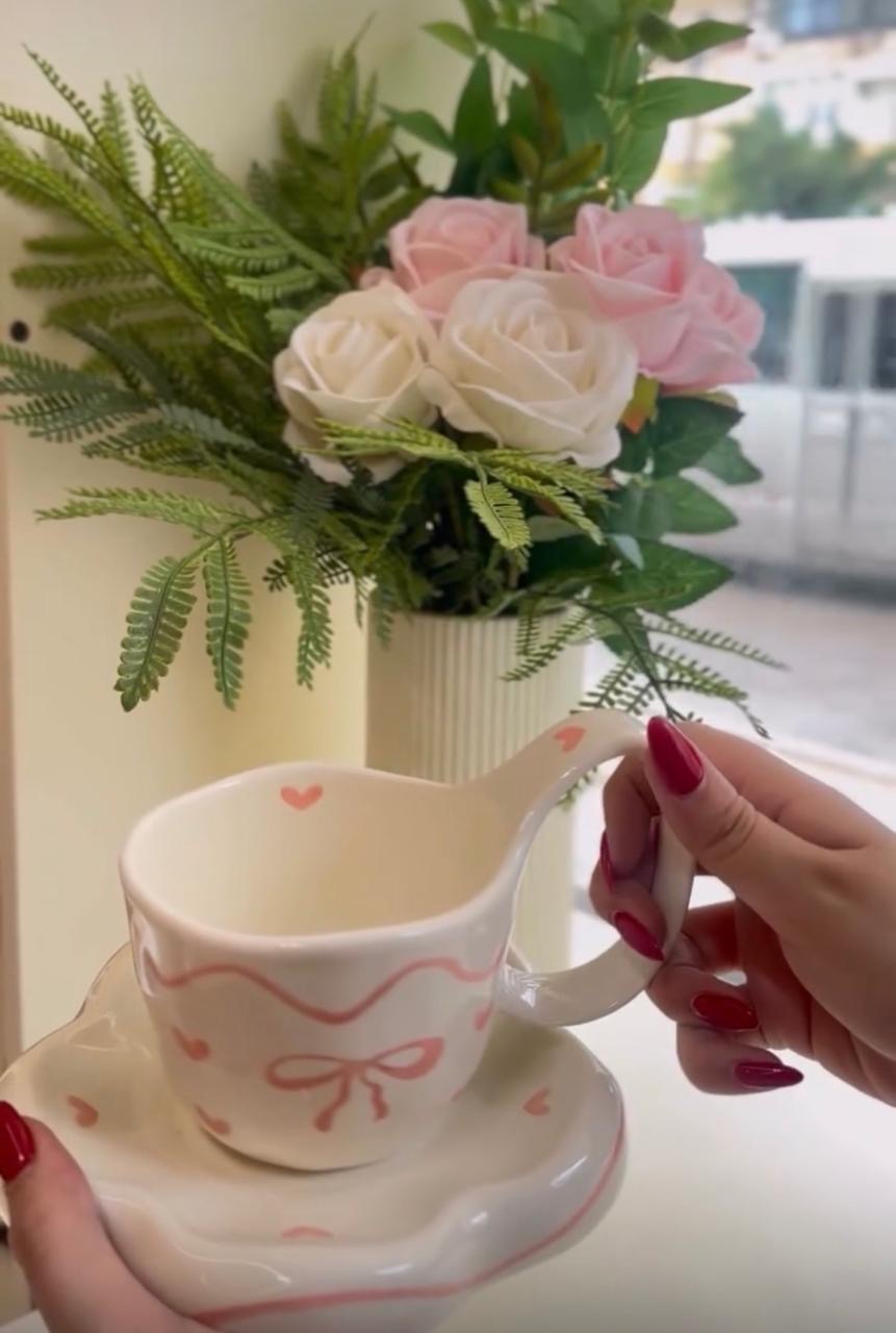 Bow Ceramic Cup & Saucer Set
