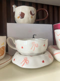 Pink Bow Ceramic Cup & Saucer Set