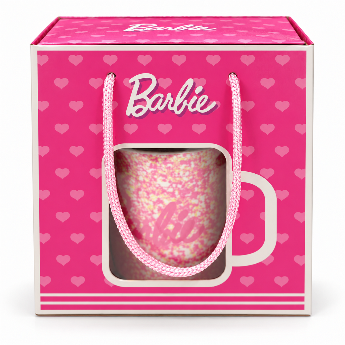 Pink Barbie-style boxed mug