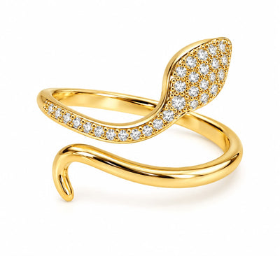 Gold-Tone Pavé Leaf Wrap Ring