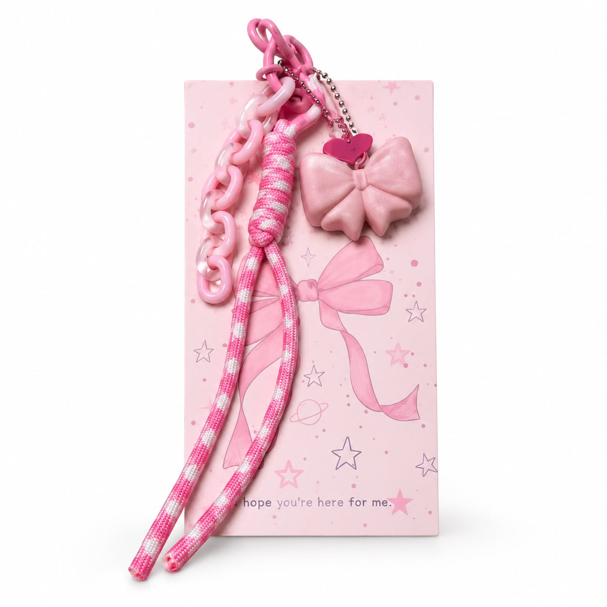 Pink bow charm keychain