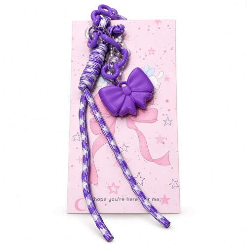 Purple bow charm keychain
