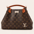 Brown Monogram Handbag with Turn Lock