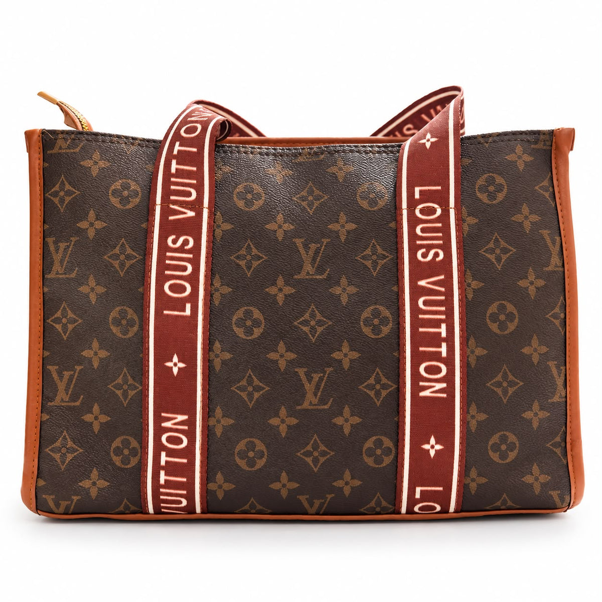 Brown Monogram Strap Tote Bag