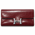 Burgundy H-Clasp Long Wallet
