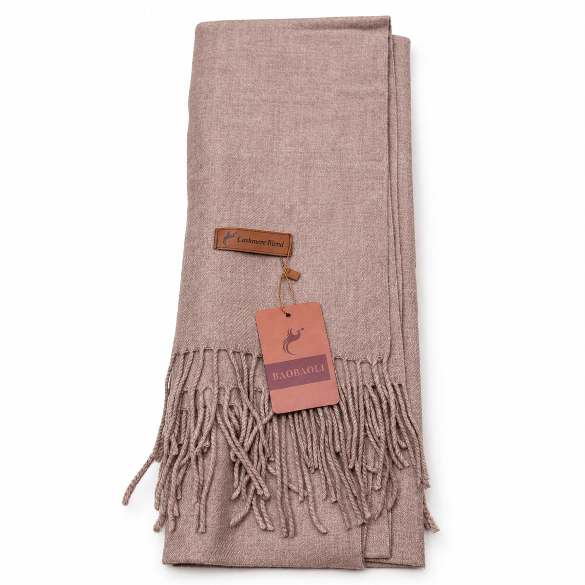 Taupe cashmere blend scarf