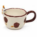 Cream ceramic cat mug with brown trim and cat detail