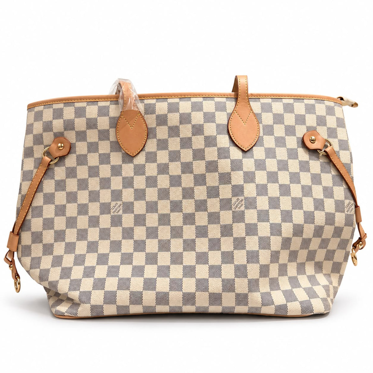 Cream Checkered Tote Bag