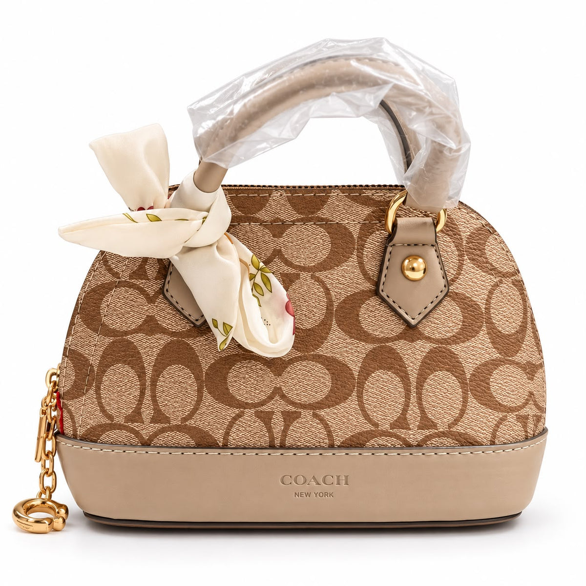 Coach Beige Scarf Mini Handbag