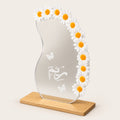 Custom daisy mirror keepsake on wooden base