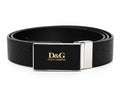 Dolce & Gabbana-Style Black Belt with Plaque Buckle