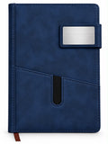 Navy Leather-Look Notebook – Metal Plate