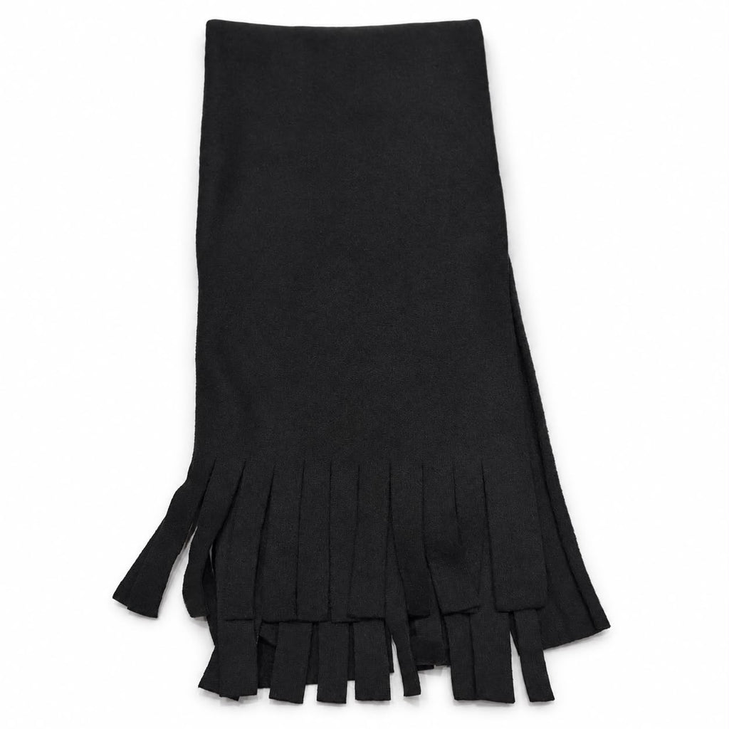 Black fringe winter scarf
