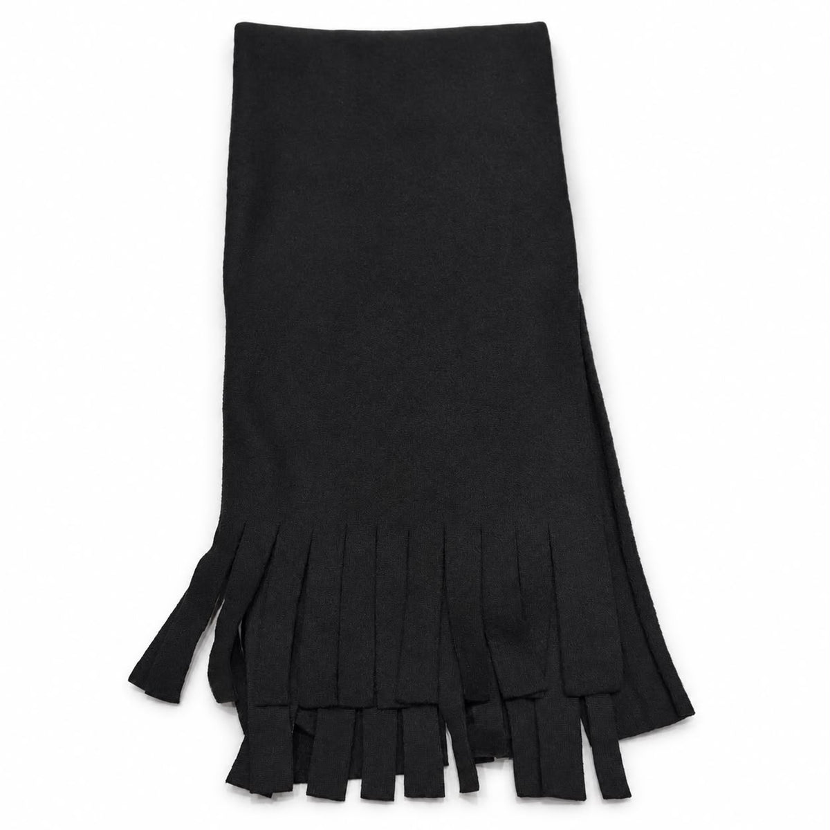 Black fringe winter scarf