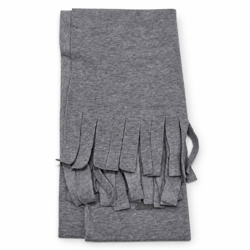 Grey fringe winter scarf