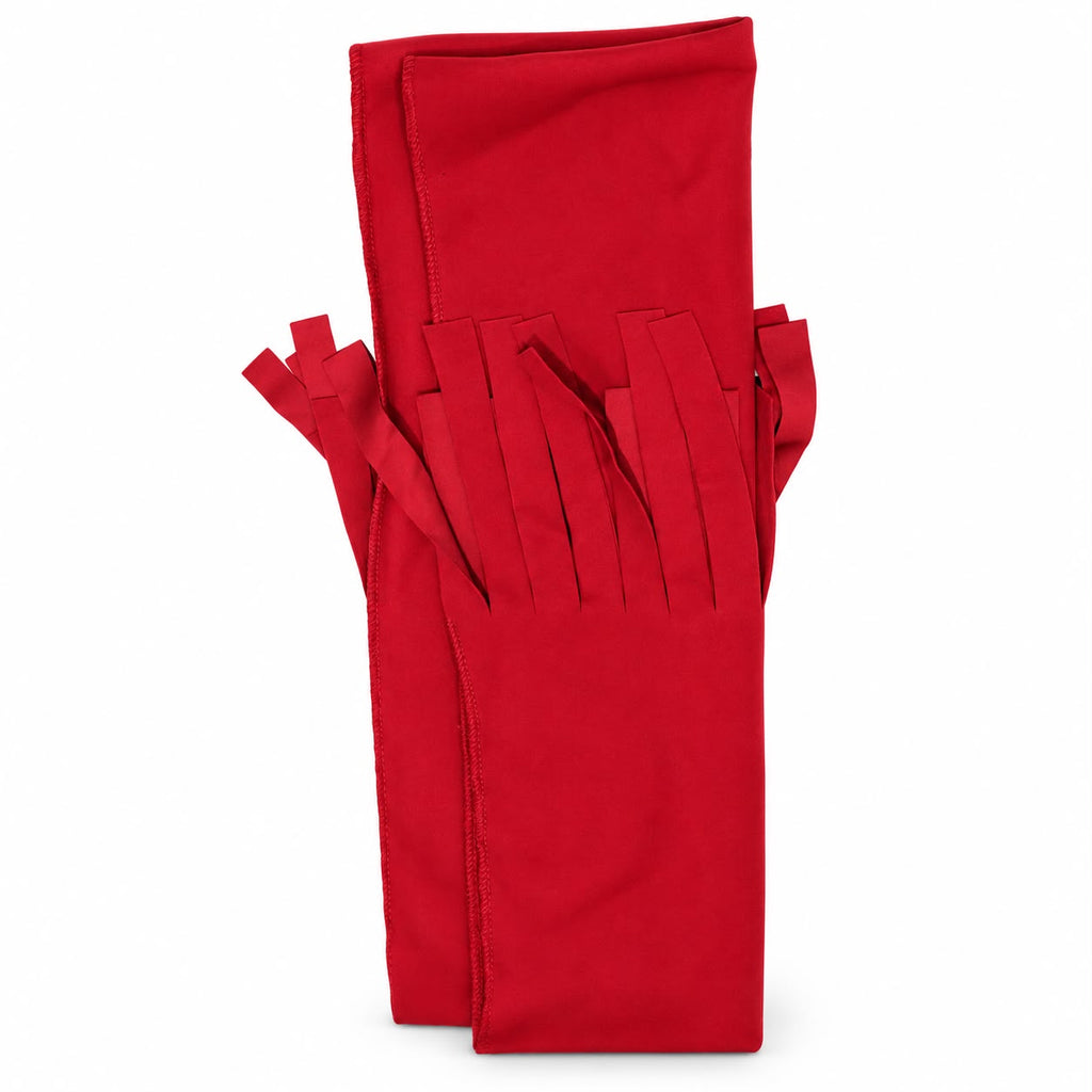 Red fringe winter scarf