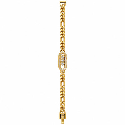Gold Triple-Stone Oval Chain Bracelet
