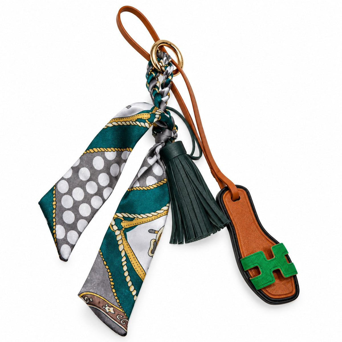 Green scarf sandal keychain
