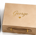 gold large gift box with George on top