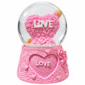 Pink Rose Heart LOVE Snow Globe