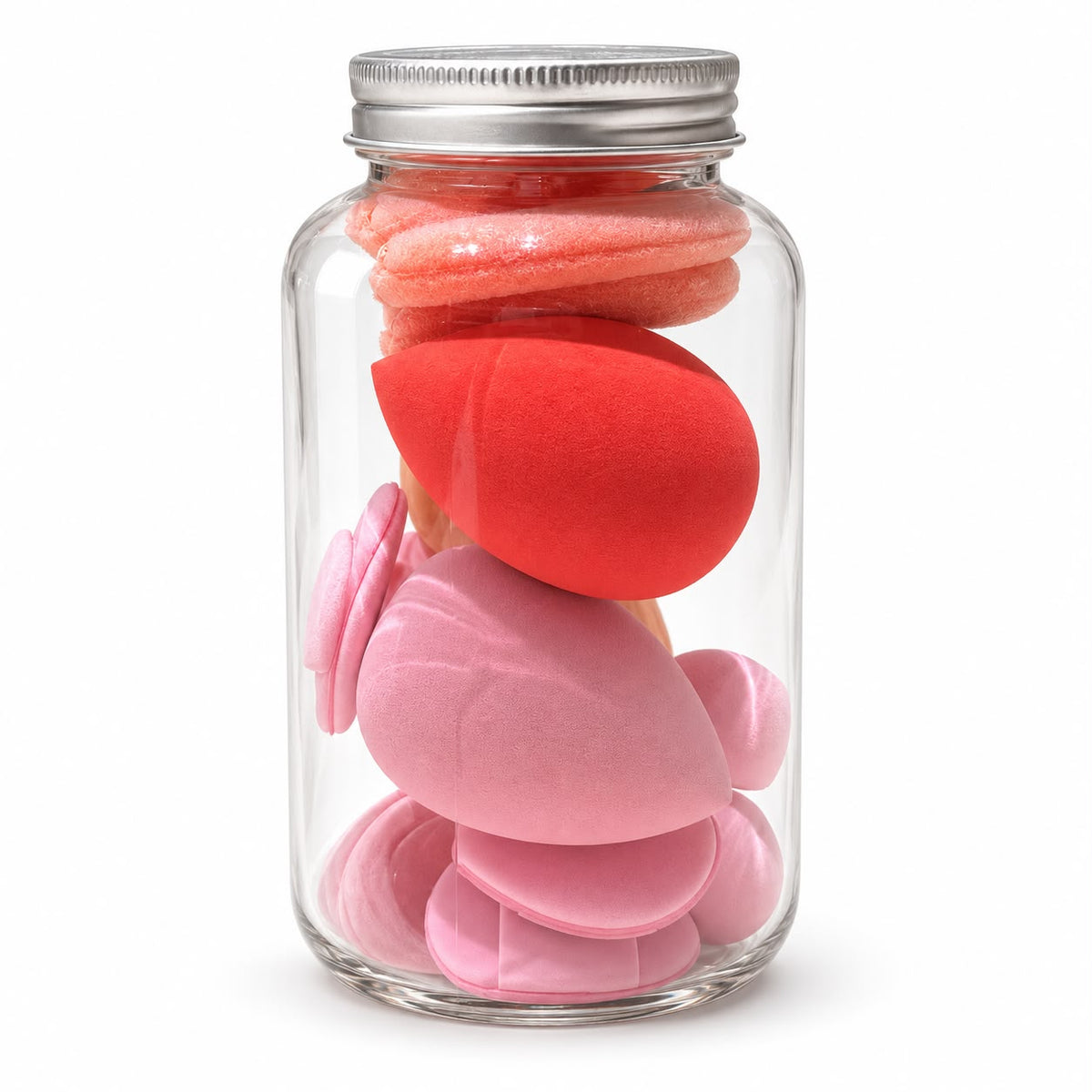Makeup sponge jar coral pink
