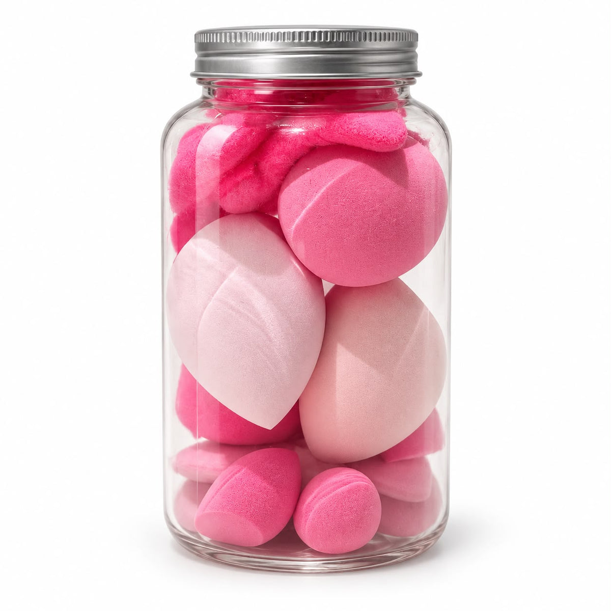 Makeup sponge jar pink
