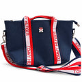 Navy Tote Bag with Red Stripe