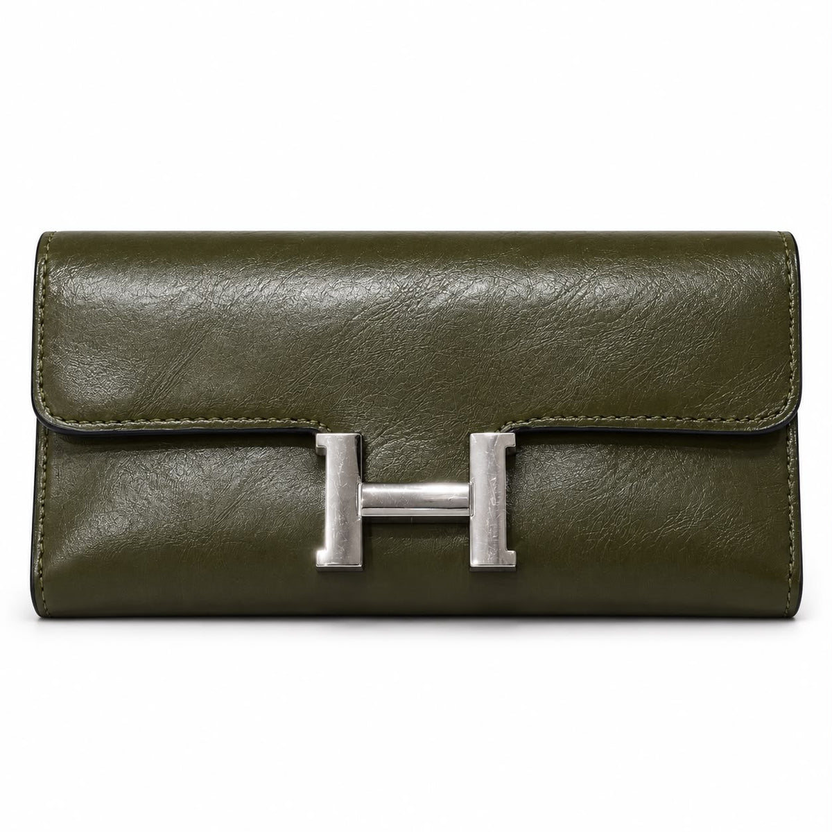 Olive H-Clasp Long Wallet