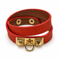 Red double-wrap ring hardware bracelet