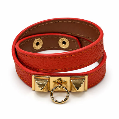 Red Double-Wrap Ring Hardware Bracelet